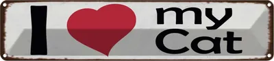 Produktbild von vianmo Blechschild 10x46 cm i love my Cat Herz Katze Tier Haustier