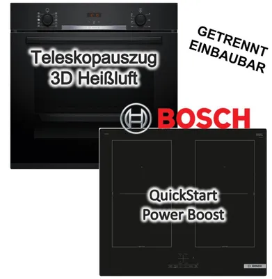 Produktbild von Herdset BOSCH Backofen Hydrolyse + Induktionskochfeld PowerBoost autark 60 cm