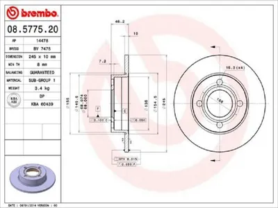 Produktbild von BREMBO Bremsscheiben (2 Stück) Hinterachse 08.5775.20