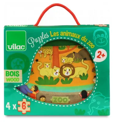 Image de Vilac 4 puzzles de 6 pieces - les animaux du zoo