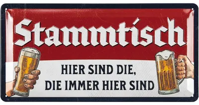 Produktbild von Stammtisch Schild - Blechschild retro als Geschenk für Bierliebhaber - lustiges Sprüche Bier Schild als Partykeller Deko, Kneipen und Bar Deko