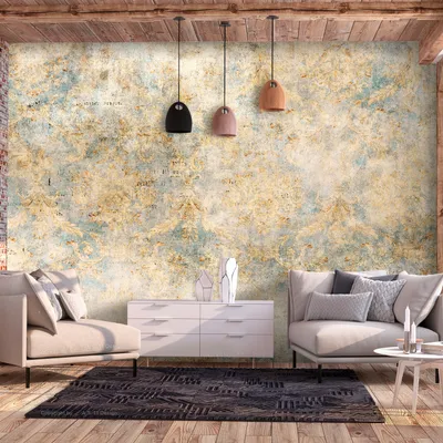 Produktbild von Vlies Fototapete Betonoptik 400x280 cm Tapeten Wandtapete XXL Ornament Abstrakt gold SteinWand a-A-10185-a-a