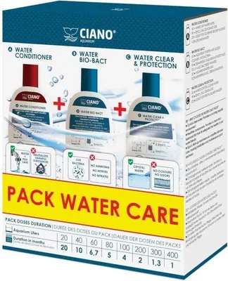 Produktbild von Aquarienpflege – CIANO – Wasserpflege-Set 3 x 100 ml – Kristallklares Wasser, gesunde Fische, schnelle Pflege
