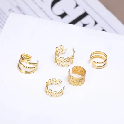 Produktbild von Jumada's – 5-teiliges Set – goldene Fake-Helix-Piercings – Clip-Ohrringe Ohrpiercings – Fake-Helix-Ringe – aus Metall