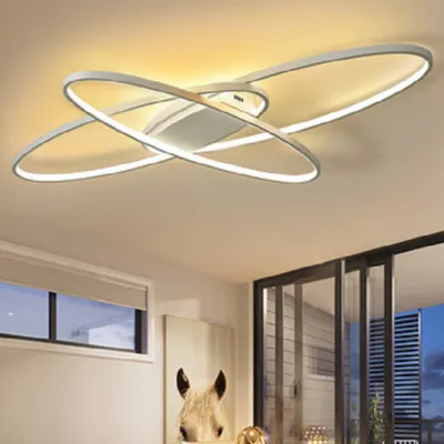 Produktbild von Deckenlampe Modern, 40W Led Deckenleuchte, Weiß Kreatives 3-Ringe Design Deckenlampen, Stufenlos Dimmbar, Deckenbeleuchtung Led für Wohnzimmer