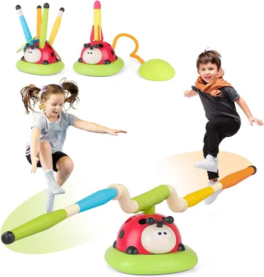 Produktbild von Kadii 3 in 1 Spiel für Kinder, Ringwurfspiel, Raketenwerfer und Seilspringmaschine, Indoor & Outdoor Aktivitätsspielzeug, 3-9 Jahre