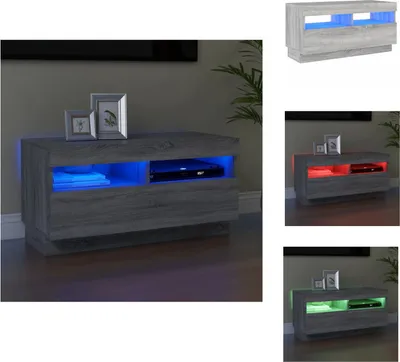 Image de vidaXL Armoire TV avec lampes LED Gris Sonoma 80x35x40 cm - Meuble TV