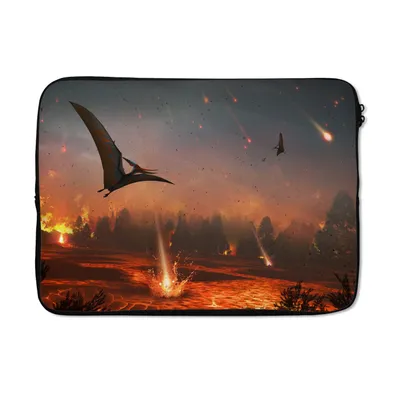 Produktbild von MuchoWow® Laptop Hülle 14 ZollDinosaurier - Steine - Lava - Illustration - Jungen - Kind Laptoptasche - Laptoptasche - Stoßsicher - Schutzhaube
