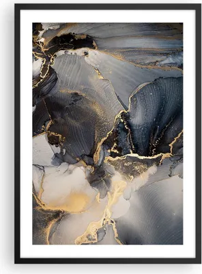 Produktbild von Gerahmtes Poster - Schwarzer Rahmen - Dunkel Abstraktion Gold - 50x70 cm - Wand Bild - Wanddeko - Wandbilder - Kunstposter - Wandposter - Bilderrahmen - Bilder - Kunstdruck - P2BPA50x70-4824