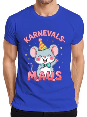 Produktbild von Karnevalsmaus Karneval Fasching Party süß Fastnacht Jeck Köln Herren T-Shirt, Blau, XL