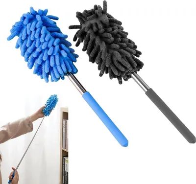 Produktbild von 2er Set Teleskop Staubwedel Mikrofaser Wedel - Ausziehbarer Staubwischer 75cm