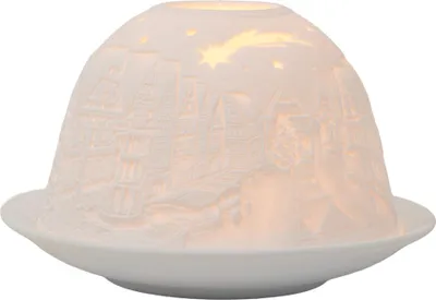 Immagine prodotto di Portacandele Clayre & Eef Ø 12x8 cm Case in porcellana bianca