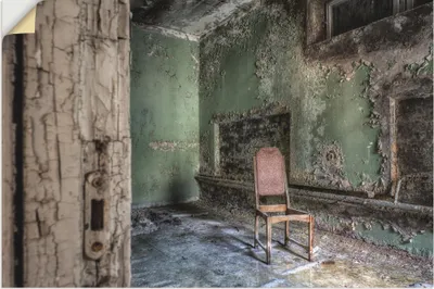 Produktbild von ARTland Wandbild, selbstklebend Lost Place - einsamer Stuhl Größe: 60x40 cm