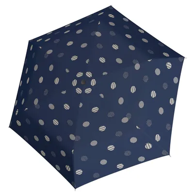 Produktbild von doppler Taschenregenschirm Regenschirm Fiber Havanna Timeless Dots Blue dunkelblau