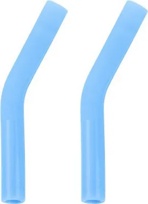 Produktbild von 2 Stück Silikon-Strohhalmspitzen-Abdeckungen für Metall-Strohhalme, wiederverwendbare Strohhalm-Schutzhüllen in Lebensmittelqualität, flexibel, BPA-frei, temperaturbeständig, Ellenbogen-Ersatzspitzen
