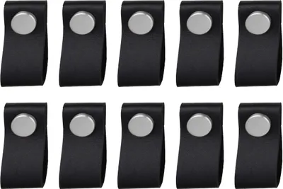 Produktbild von Natural Goods Berlin Möbelgriff SCHLUPPE, Möbelknopf, Schrankgriff, Knauf für Schublade und Tür, Schwarz, Edelstahl-Optik, 10 Stück