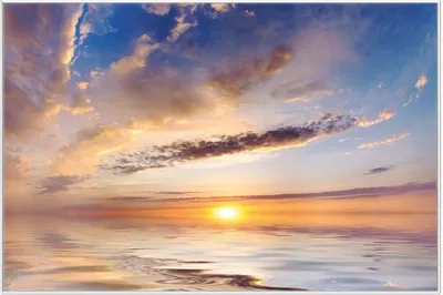 Produktbild von Wallario Wandbild Sonnenuntergang über dem Wasser, Größe: 61 x 91,50 cm, Poster mit weißem Aluminiumrahmen