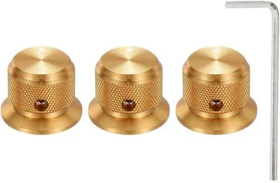 Productafbeelding van 3 Stuks Aluminium Potentiometerknoppen voor Gitaren, Goud