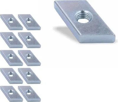 Produktbild von 10x Nutenstein | Gewindeplatte Rhombus 23x15x6 mm M8 Gewinde Winkel 30° | Stahl verzinkt