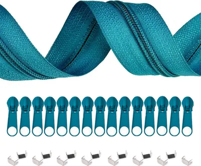 5m Endlos-Reißverschluss 3mm mit 10 Zippern und 15 Endstücke aquamarin