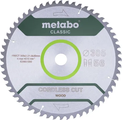 Produktbild von Metabo Sägeblatt cordless cut wood - classic, 305x30 Z56 WZ 5° /B
