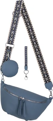 Produktbild von Bauchtasche Umhängetasche Crossbody-Bag Kunstleder Italy-Design BLUE (BBL-53046)
