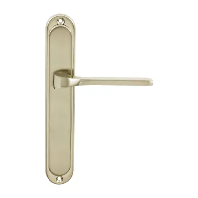 Produktbild von DOMINO Türgriff Blind Drückergarnitur | Türklinke für Zimmertür, Bürotür, Kellertür & Innentür | L-Form | Türbeschläge aus Aluminium| Nickel | TIPO M9
