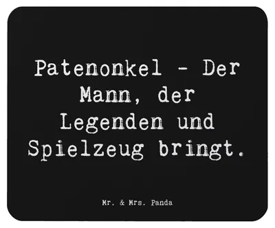 Produktbild von Mr. & Mrs. Panda Mauspad Spruch Patenonkel Geschenk - Schwarz - Freude, laptop, mousematte, computer mousepad, Familie, Patenschaft, persönliche Erinnerungen, handgemacht