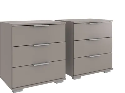 Produktbild von Nachtkommode >Easy Plus< (2er-Set) je 3 Schubladen, in SAHARAGRAU - 52x58x38cm (BxHxT)
