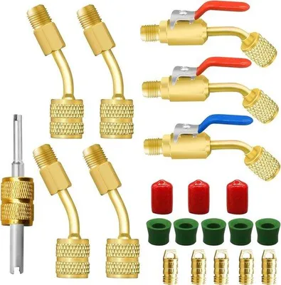 Produktbild von 21-deliges Adapter-Set für Klimaanlagen - Schraubkugel für R410A-Klimagase - für AC-Klimaanlagen