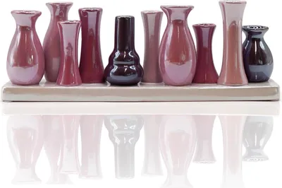 Produktbild von 10 Väschen auf Tablett aus Keramik rosa-pink pearl
