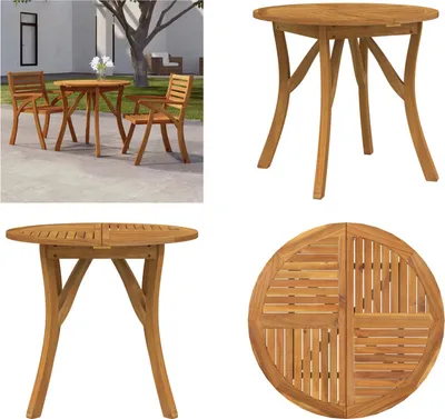 Immagine prodotto di vidaXL Tavolo da giardino Ø 85 cm in legno massiccio di acacia - Tavolo da giardino - Tavoli da giardino - Mobili da giardino - Tavolo