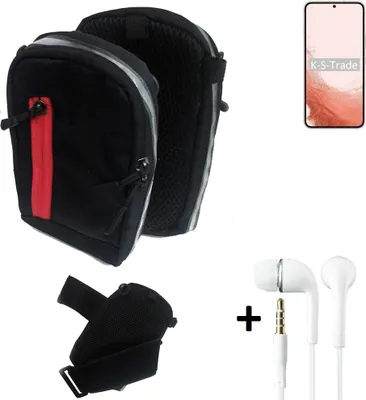 Produktbild von K-S-Trade Outdoor Gürteltasche Holster Umhängetasche + Kopfhörer kompatibel mit Samsung Galaxy S22 Exynos schwarz Handy Tasche Case travelbag