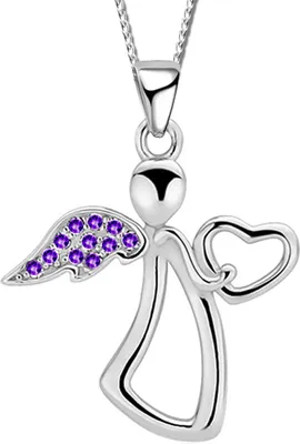 Produktbild von Halskette für Damen Mädchen 50cm Engel echt 925 Sterling Silber Kette mit Anhänger Echtschmuck Herzkette K800+Org