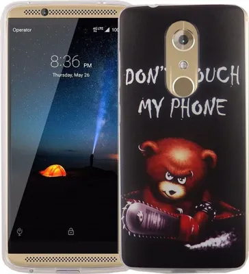 Produktbild von Handy Hülle für ZTE Axon 7 Mini Cover Case Schutz Tasche Motiv Slim Silikon TPU Schriftzug Bär mit Kettensäge