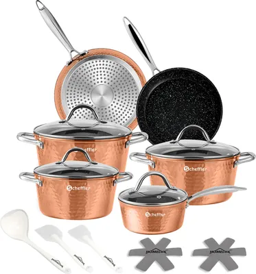 Produktbild von Topfset, Scheffler Topfset Induktion 15-teilig, Töpfe mit Glasdeckel, Kochtopf-Set chopper