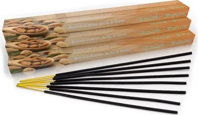 Produktbild von Premium Räucherstäbchen Mandel / Almond: natürlich traditionell aus Indien in fairer Herstellung. Großpackung mit 10 Boxen = 80 Stück je 45min. Süßer Duft zur Meditation