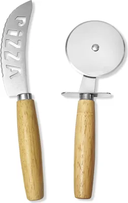 Produktbild von Pizza Schneider Set - Hochwertiger Edelstahl - 2 Stück