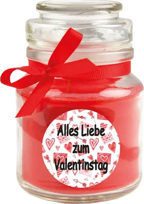 Obrázek produktu pro Vonná svíčka jako valentýnský dárek - svíčka ve sklenici na bonbóny s různými valentýnskými motivy a velikostmi. Valentýn - motivy a velikosti