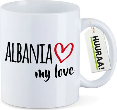 Produktbild von Huuraa Kaffeetasse Albania my love 330ml Weiß Keramik Kaffeebecher Geschenkidee
