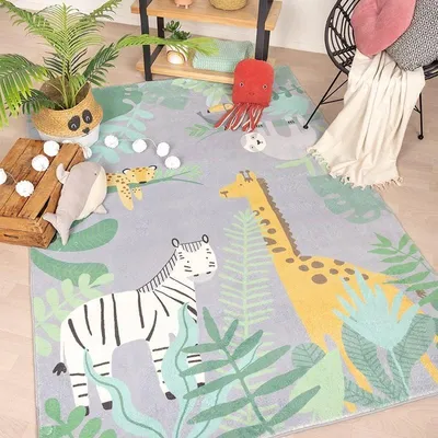 Zdjęcie produktu dla Volero - Dywan dziecięcy - Jungle Giraffe Kolorowy - 80x150 cm
