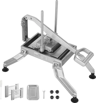 Zdjęcie produktu dla SucceKup komercyjną krajalnicę do warzyw od . 3/8 i 3/16 cala do pomidorów. Stal nierdzewna i stop aluminium. Ręczna krajalnica z antypoślizgowymi nóżkami. Do pomidorów, cebuli, ziemniaków.