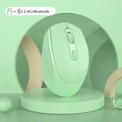 Produktbild von Kabellose Maus 2,4 GHz & Bluetooth, 800–1600 DPI, 4 Tasten, leise, wiederaufladbar – Grün