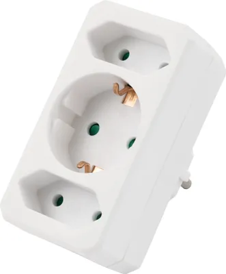 Produktbild von Steckdosenadapter McPower, Zwischenstecker, 1x Schutzkontakt, 2X Euro, Steckdosenverteiler Mehrfachsteckdose weiß