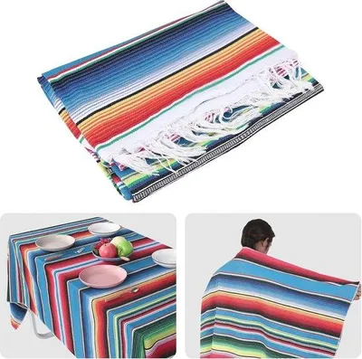 Produktbild von Famanu Mexikanische Decke Sarape für Picknick, Yoga und Meditation - 120 x 180 cm