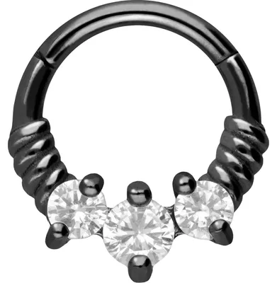 Produktbild von Ohrpiercing, Nasenpiercing, Septum Piercing Chirurgenstahl Segmentring Clicker GEDREHT + 3 KRISTALLE