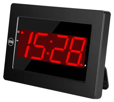 Digitale LED-Wanduhr mit Wecker, Schlummerfunktion, Schwarz