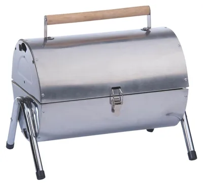 Image de Alpina Barbecue de table au charbon de bois - avec couvercle - portable - argenté