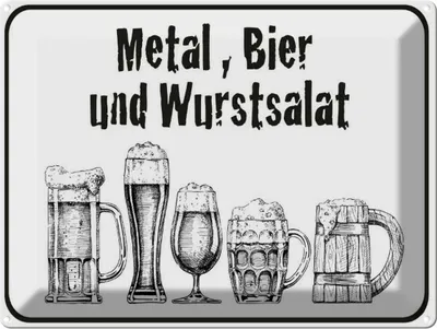 Produktbild von vianmo Blechschild 30x40 cm Bier und Wurstsalat Spruch Zitat