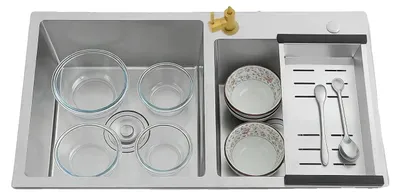 Obrázek produktu pro Kuchyňský dřez, nerezová ocel, moderní design, stříbrný